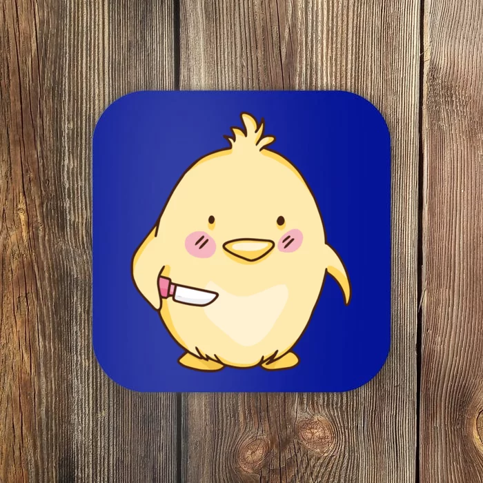 Cute Chick With Knife Gift Coaster