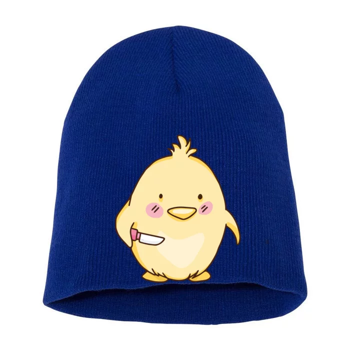 Cute Chick With Knife Gift Short Acrylic Beanie