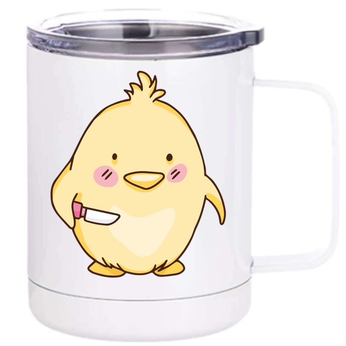 Cute Chick With Knife Gift Front & Back 12oz Stainless Steel Tumbler Cup