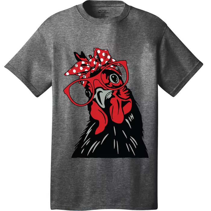 Cute Chicken With Bandana Headband And Glasses T-Shirt