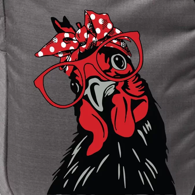 Cute Chicken With Bandana Headband And Glasses Impact Tech Backpack