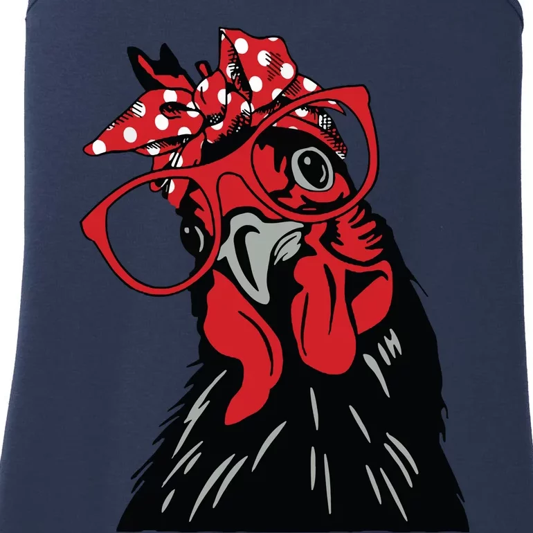 Cute Chicken With Bandana Headband And Glasses Ladies Essential Tank