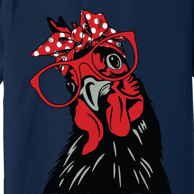 Cute Chicken With Bandana Headband And Glasses Premium T-Shirt