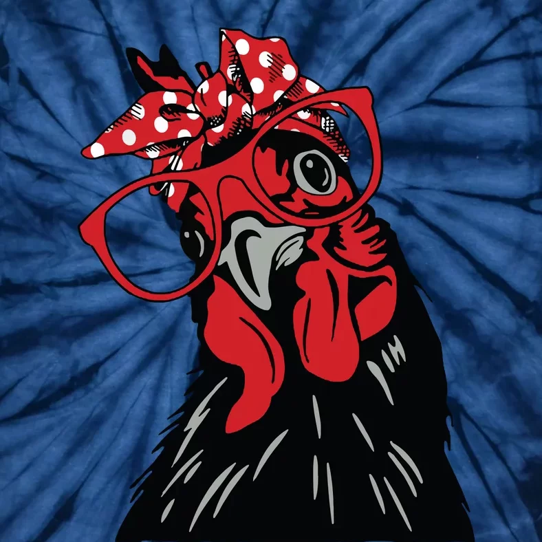 Cute Chicken With Bandana Headband And Glasses Tie-Dye T-Shirt