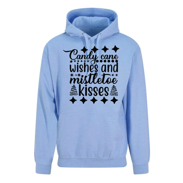 Candy Cane Wishes And Mistletoe Kisses Unisex Surf Hoodie