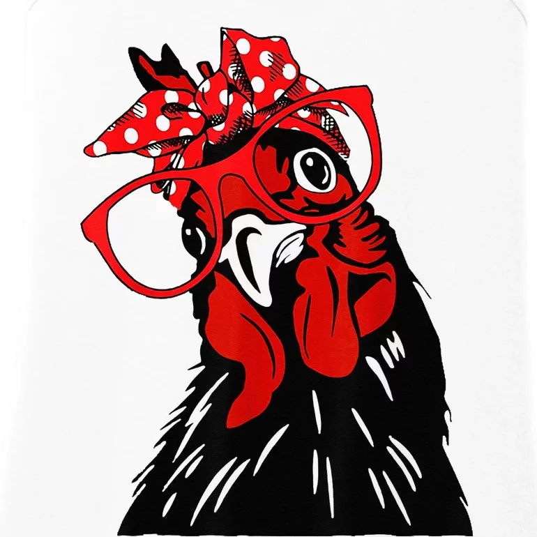 cute  Chicken With Bandana Headband and Glasses Ladies Essential Tank