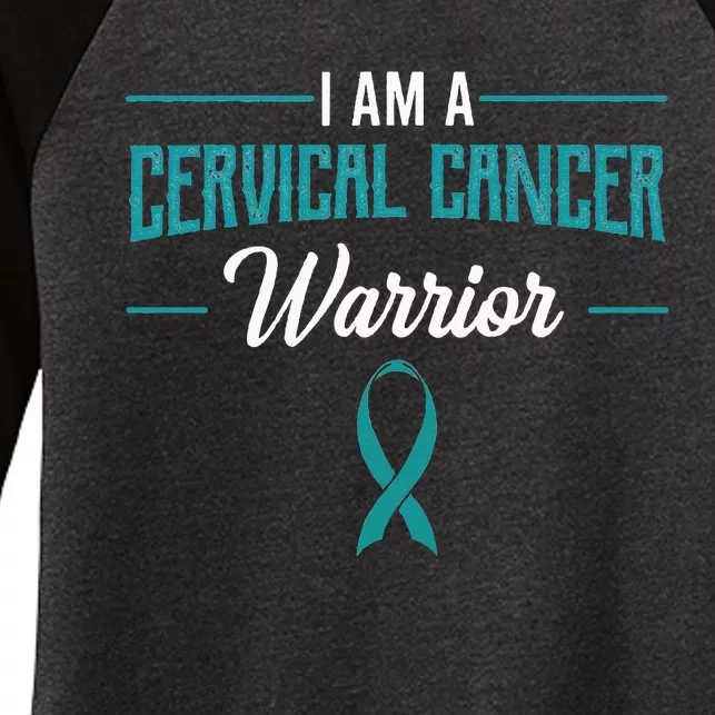 Cervical Cancer Warrior Teal White Squamous Cell Carcinomas Women's Tri-Blend 3/4-Sleeve Raglan Shirt