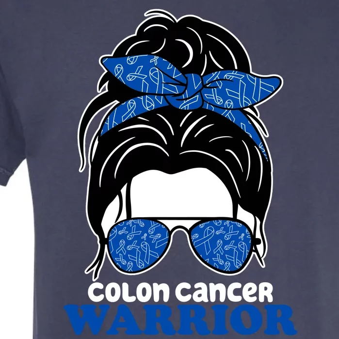 Colon Cancer Warrior Hair Bun Awareness Garment-Dyed Heavyweight T-Shirt