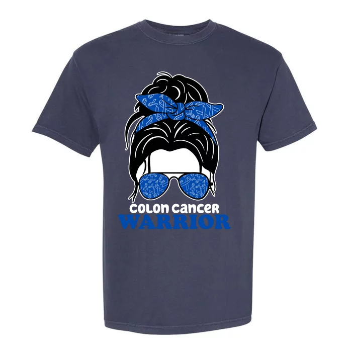 Colon Cancer Warrior Hair Bun Awareness Garment-Dyed Heavyweight T-Shirt