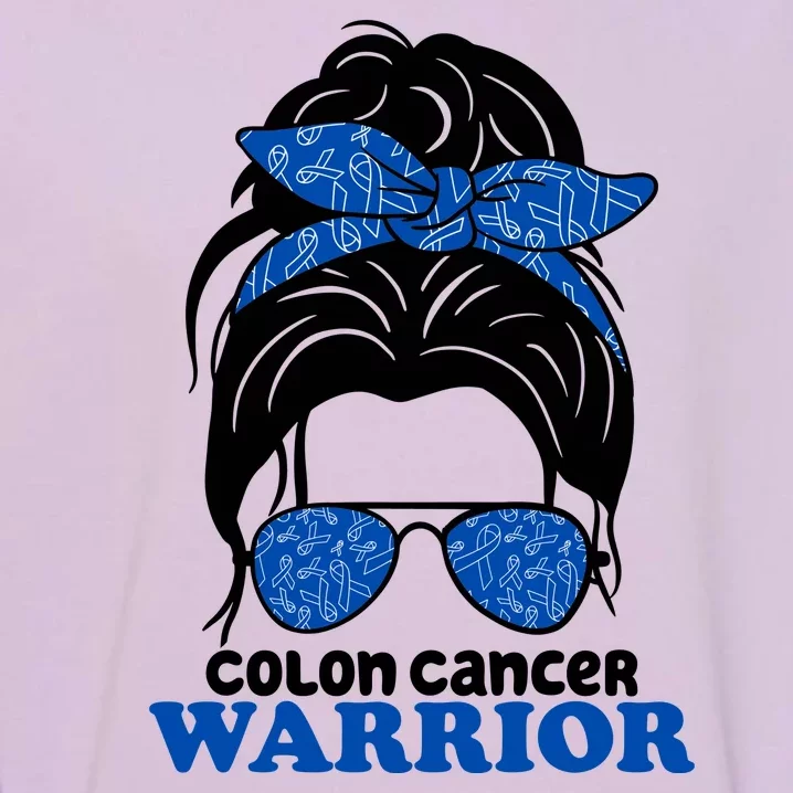 Colon Cancer Warrior Hair Bun Awareness Garment-Dyed Sweatshirt