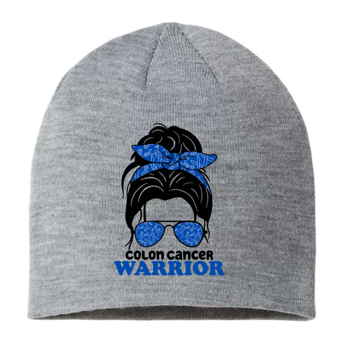 Colon Cancer Warrior Hair Bun Awareness 8 1/2in Sustainable Knit Beanie