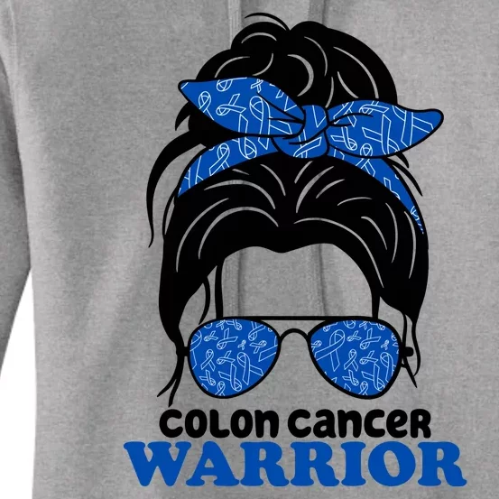 Colon Cancer Warrior Hair Bun Awareness Women's Pullover Hoodie