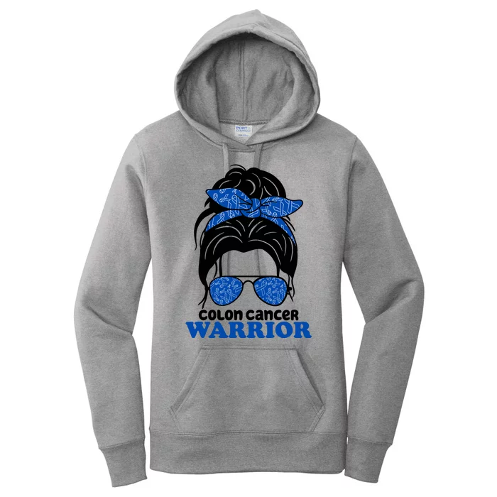 Colon Cancer Warrior Hair Bun Awareness Women's Pullover Hoodie