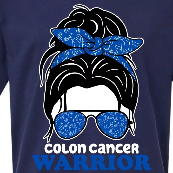 Colon Cancer Warrior Hair Bun Awareness Sueded Cloud Jersey T-Shirt