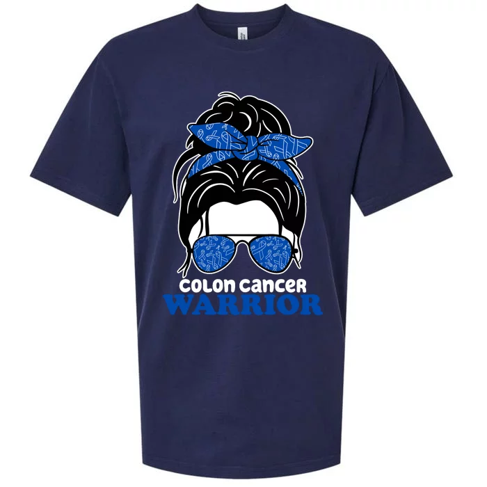 Colon Cancer Warrior Hair Bun Awareness Sueded Cloud Jersey T-Shirt