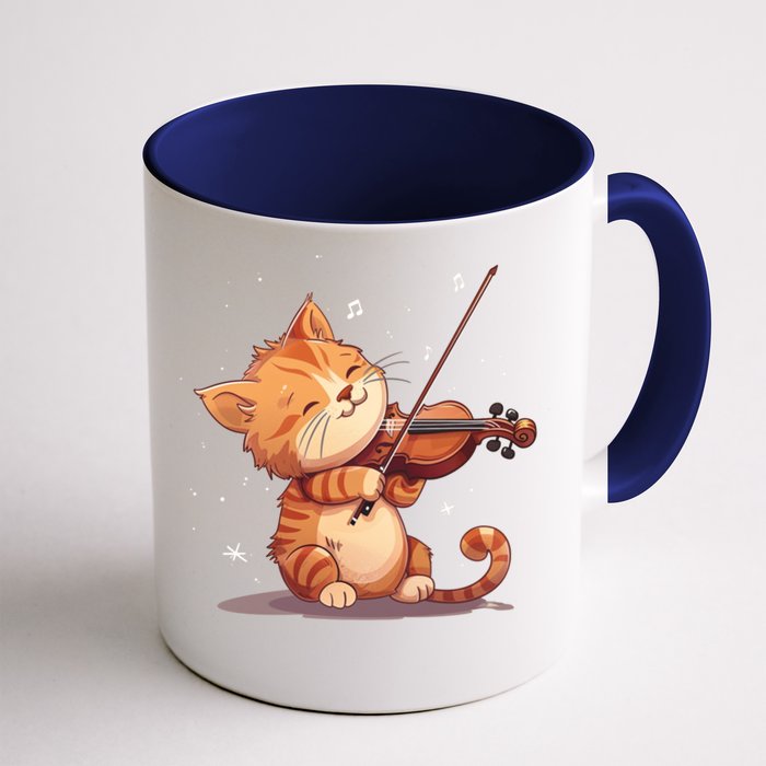 Cute Cat With Nice Violin Front & Back Coffee Mug