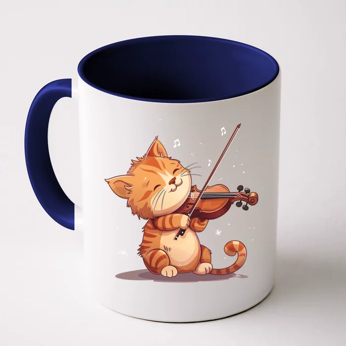 Cute Cat With Nice Violin Front & Back Coffee Mug