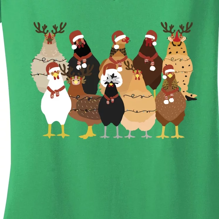 Christmas Chicken Women Chicken Women's V-Neck T-Shirt