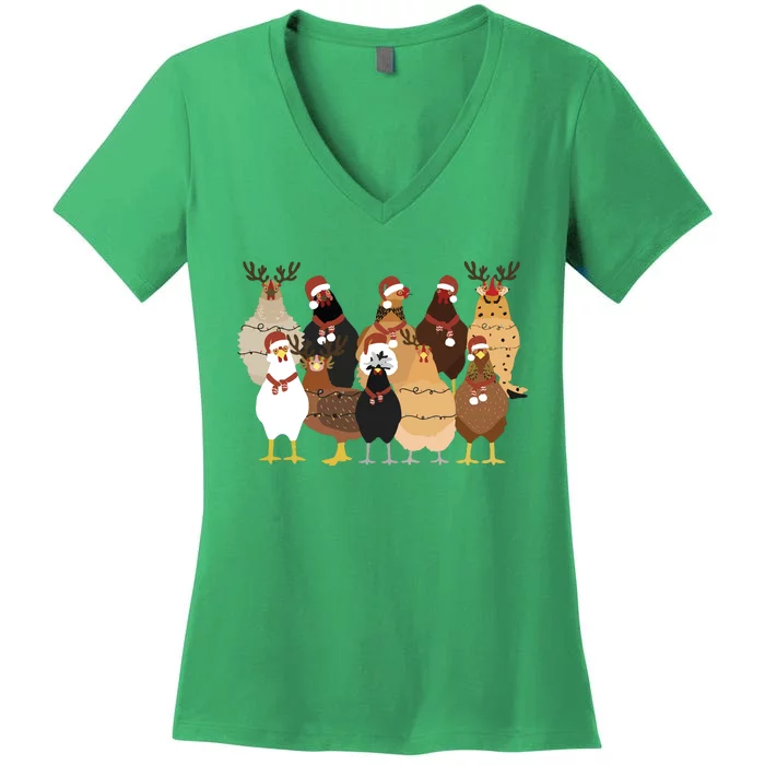 Christmas Chicken Women Chicken Women's V-Neck T-Shirt