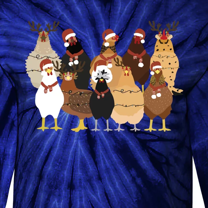 Christmas Chicken Women Chicken Tie-Dye Long Sleeve Shirt