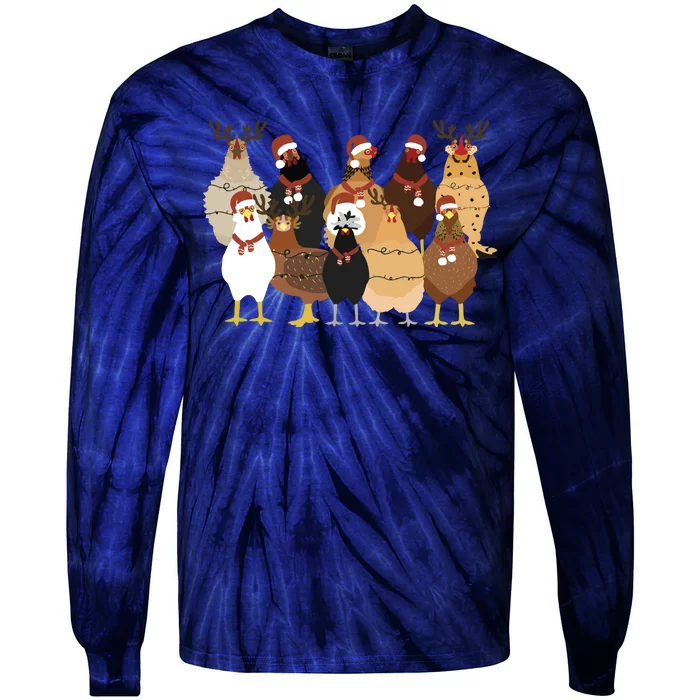 Christmas Chicken Women Chicken Tie-Dye Long Sleeve Shirt