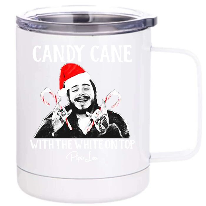 Candy Cane With The White On Top Christmas Front & Back 12oz Stainless Steel Tumbler Cup