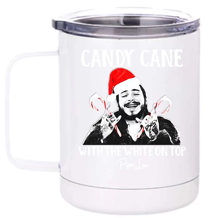 Candy Cane With The White On Top Christmas Front & Back 12oz Stainless Steel Tumbler Cup