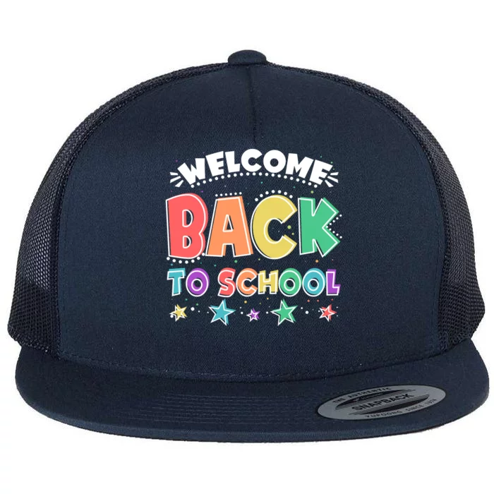 Cute Colorful Welcome Back To School Flat Bill Trucker Hat