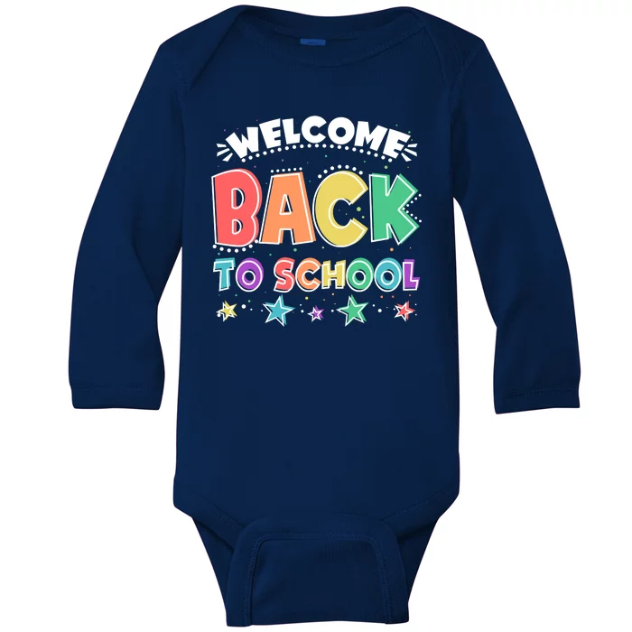 Cute Colorful Welcome Back To School Baby Long Sleeve Bodysuit