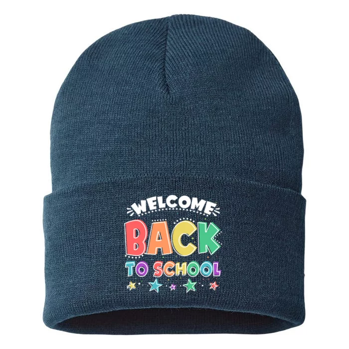 Cute Colorful Welcome Back To School Sustainable Knit Beanie