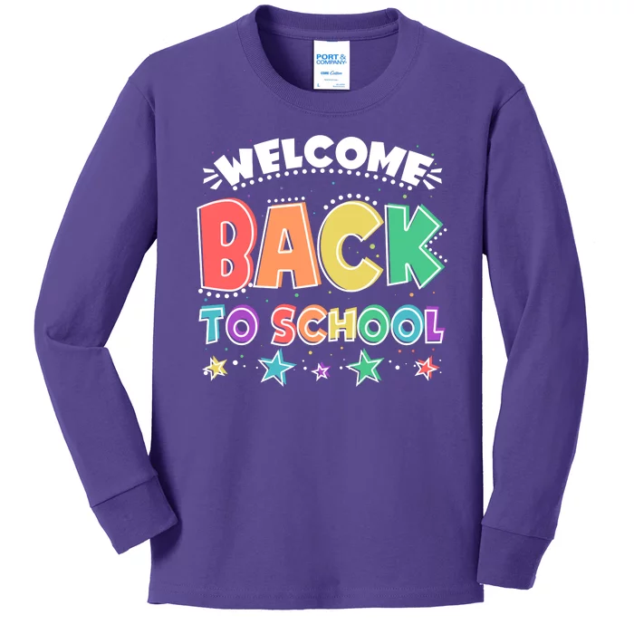 Cute Colorful Welcome Back To School Kids Long Sleeve Shirt