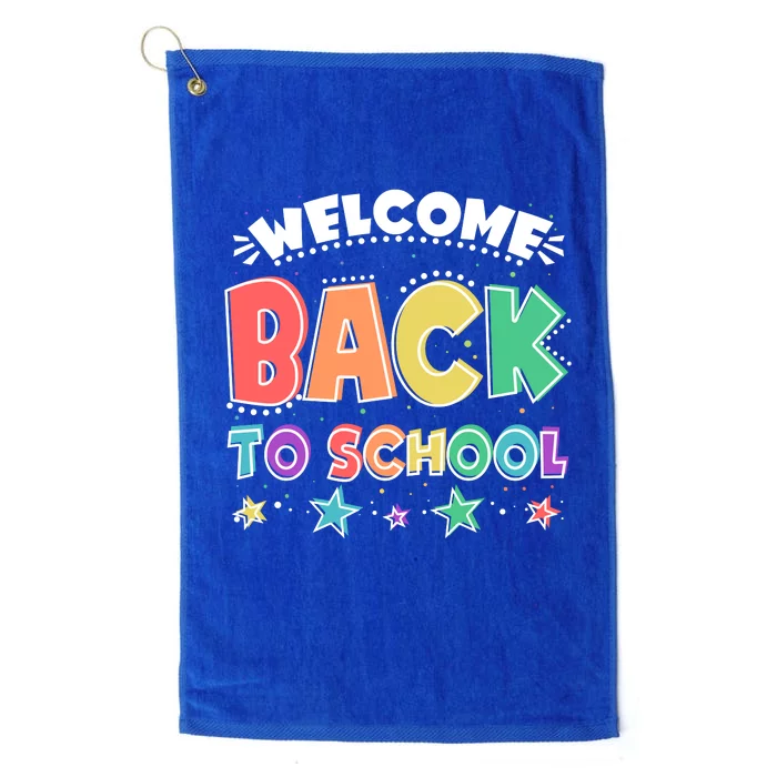 Cute Colorful Welcome Back To School Platinum Collection Golf Towel