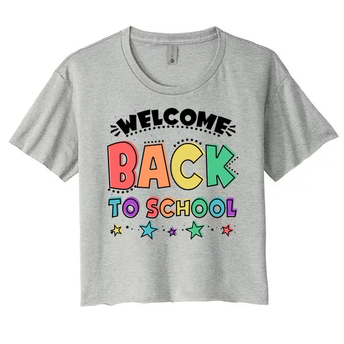 Cute Colorful Welcome Back To School Women's Crop Top Tee