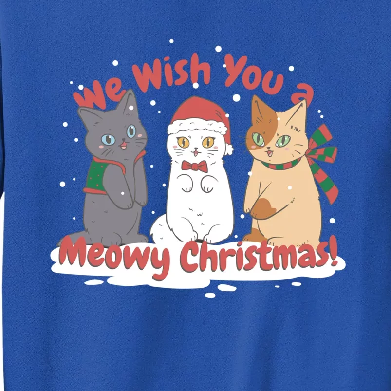 Christmas Cat We Wish You Xmas Santa Hat Merry Christmas Great Gift Tall Sweatshirt