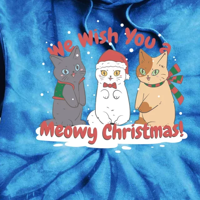 Christmas Cat We Wish You Xmas Santa Hat Merry Christmas Great Gift Tie Dye Hoodie