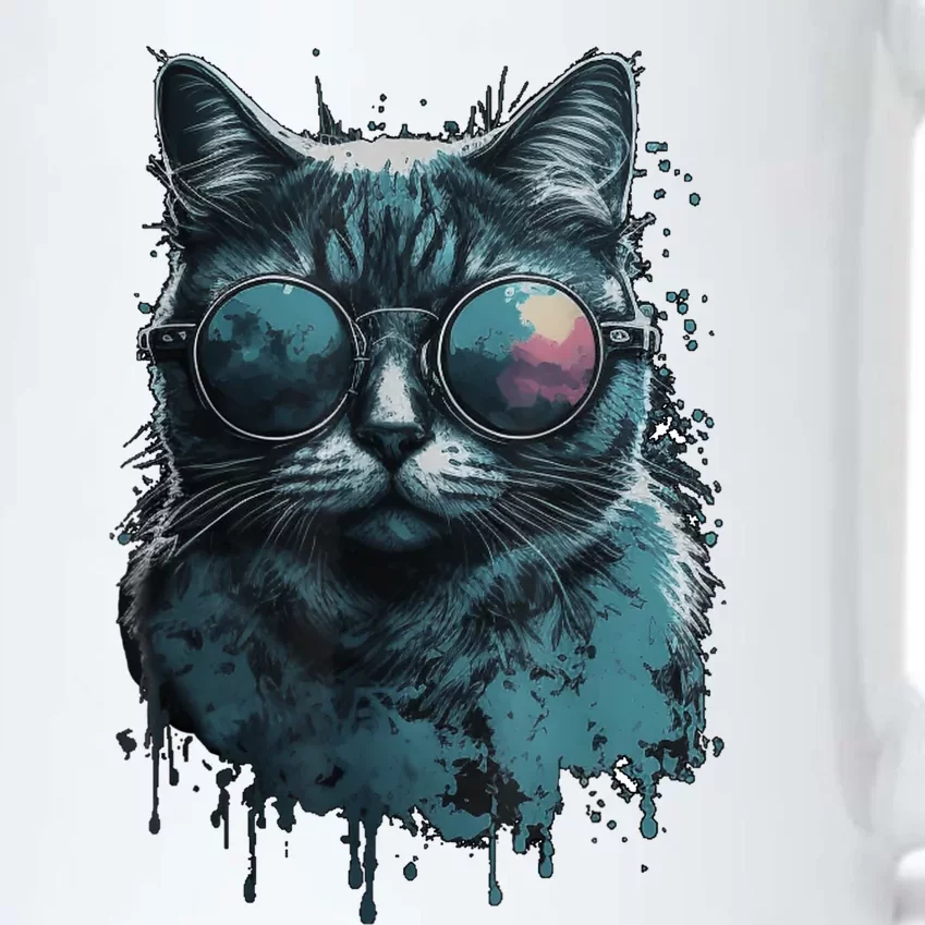 Cool Cat Wearing Sunglasses Design Wear Blue Black Color Changing Mug