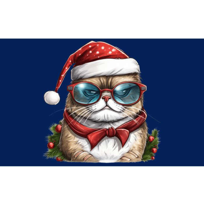 Christmas Cat With Glasses Bumper Sticker