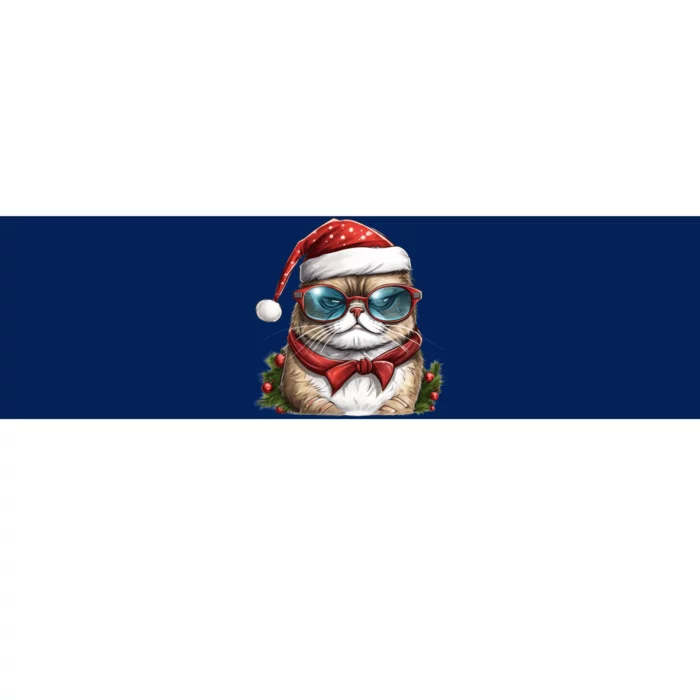 Christmas Cat With Glasses Bumper Sticker