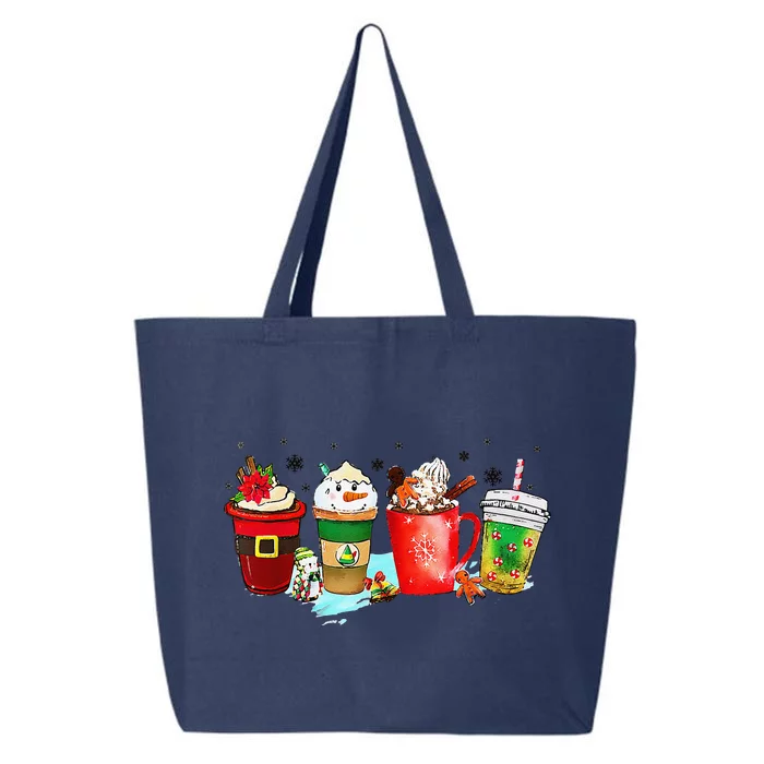 Coffee Cups Winter Snowman Cute Christmas Squad Funny Xmas 25L Jumbo Tote