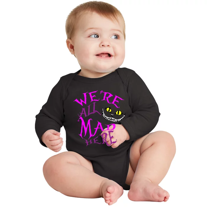 Cheshire Cat WeRe All Mad Here Baby Long Sleeve Bodysuit