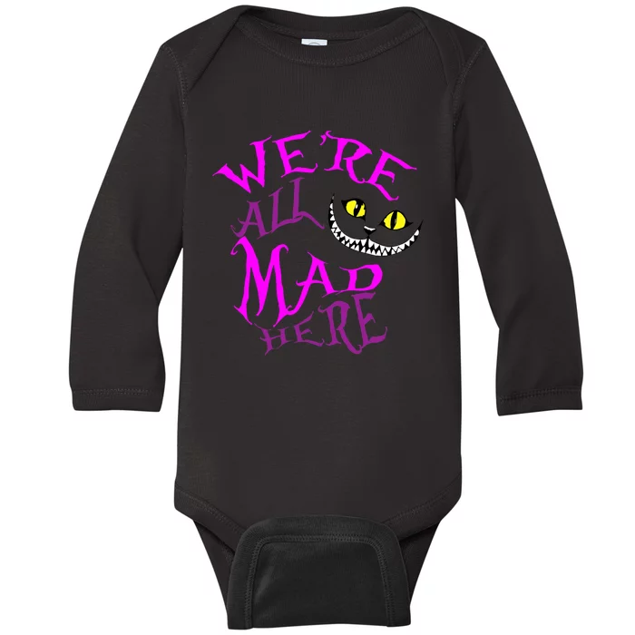 Cheshire Cat WeRe All Mad Here Baby Long Sleeve Bodysuit