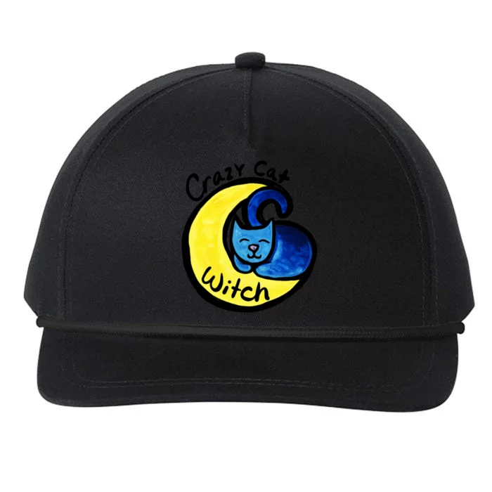 Crazy Cat Witch Blue Moon Cat Great Gift Snapback Five-Panel Rope Hat