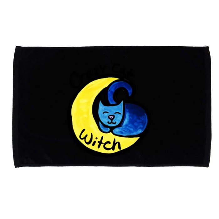 Crazy Cat Witch Blue Moon Cat Great Gift Microfiber Hand Towel