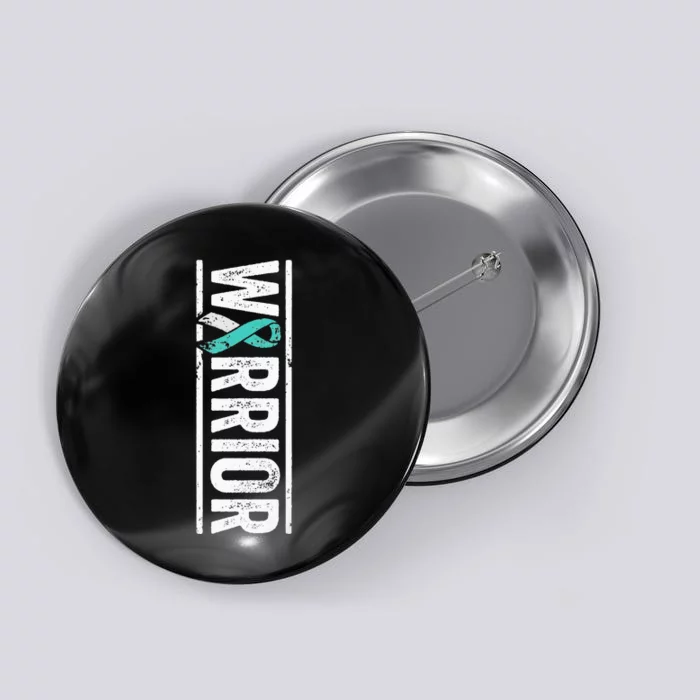 Cervical Cancer Warrior Sideways Teal Awareness Ribbon Button