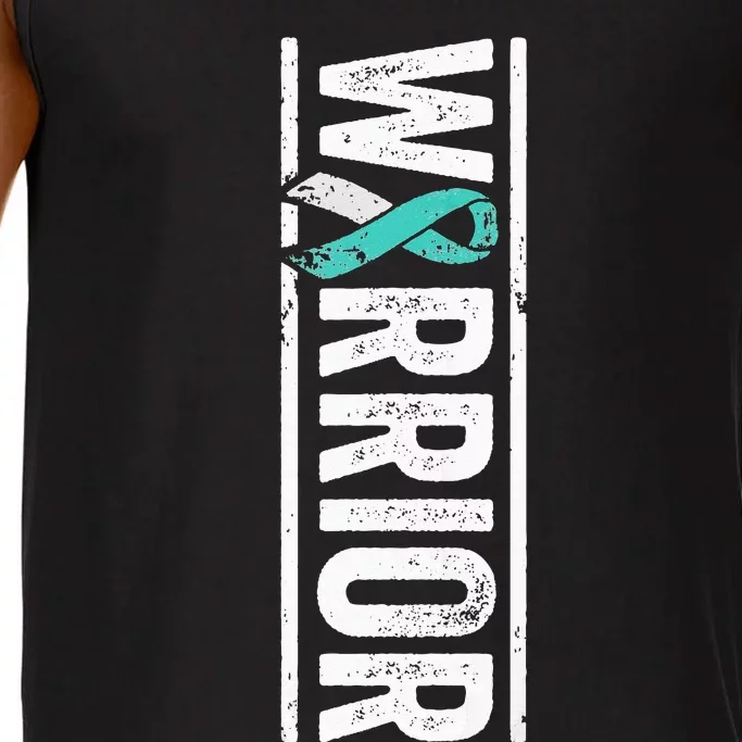 Cervical Cancer Warrior Sideways Teal Awareness Ribbon Comfort Colors® Tank Top