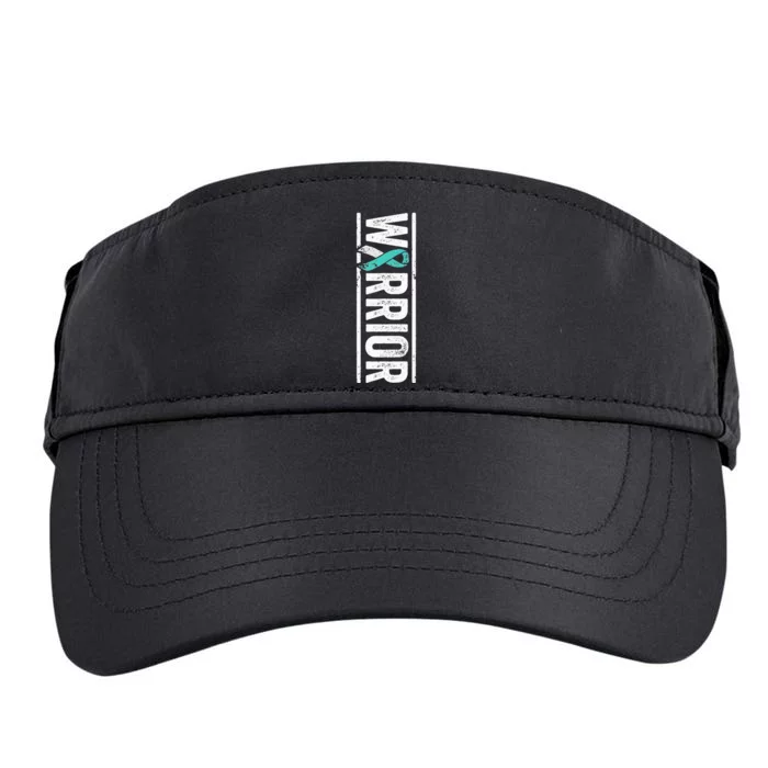 Cervical Cancer Warrior Sideways Teal Awareness Ribbon Adult Drive Performance Visor