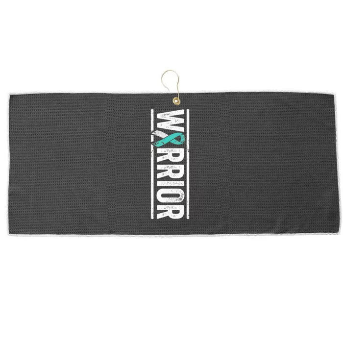 Cervical Cancer Warrior Sideways Teal Awareness Ribbon Large Microfiber Waffle Golf Towel