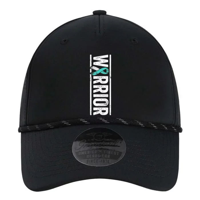 Cervical Cancer Warrior Sideways Teal Awareness Ribbon Performance The Dyno Cap