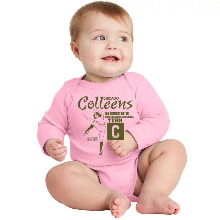 Chicago Colleens Women Professional Baseball Team 1948 Baby Long Sleeve Bodysuit