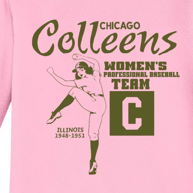 Chicago Colleens Women Professional Baseball Team 1948 Baby Long Sleeve Bodysuit